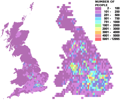 Concentrations of people born in India