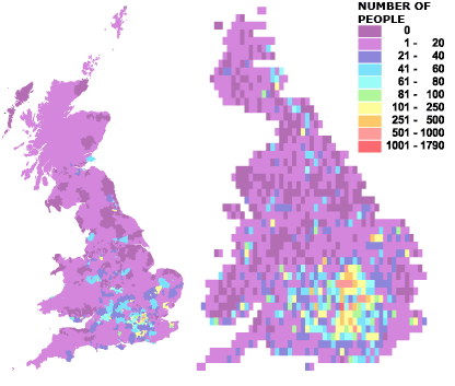 Concentrations of people born in Japan