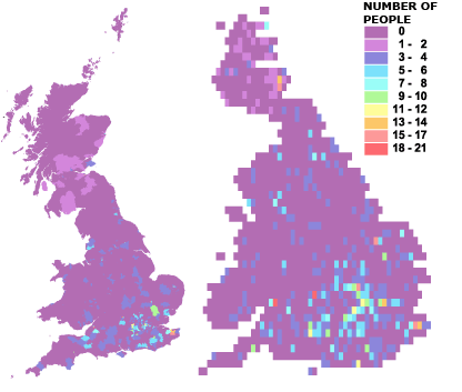 Concentrations of people born in Luxembourg