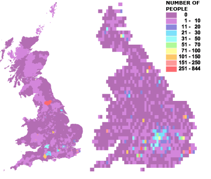 Concentrations of people born in Other South Asia