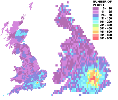 Concentrations of people born in South America