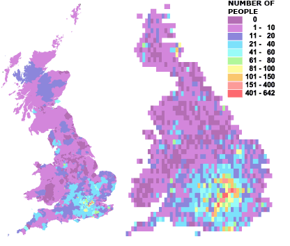 Concentrations of people born in Sweden