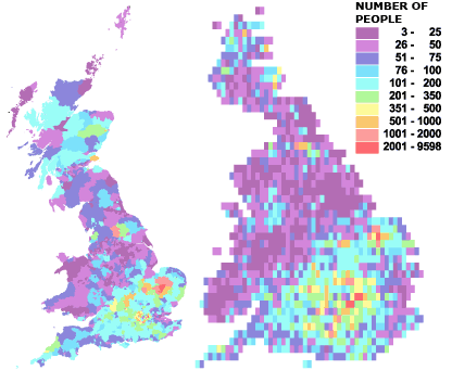 Concentrations of people born in the USA