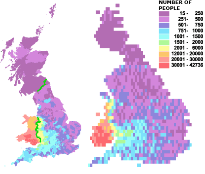 Concentrations of people born in Wales