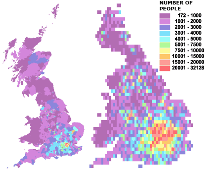 Concentrations of people born outside British Isles