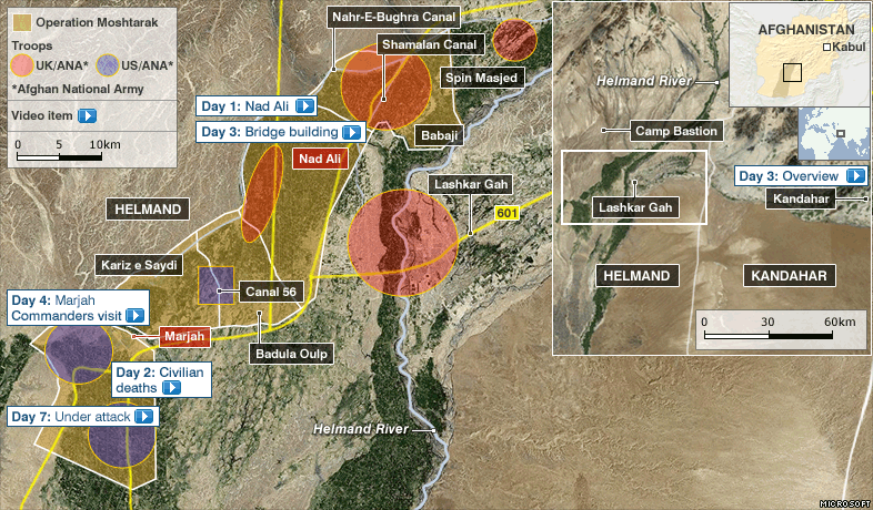 Map of Operation Moshtarak in Afghanistan