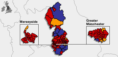 A map of North West showing its political make up.
