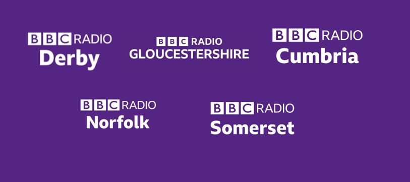 purple background with BBC Radio logos