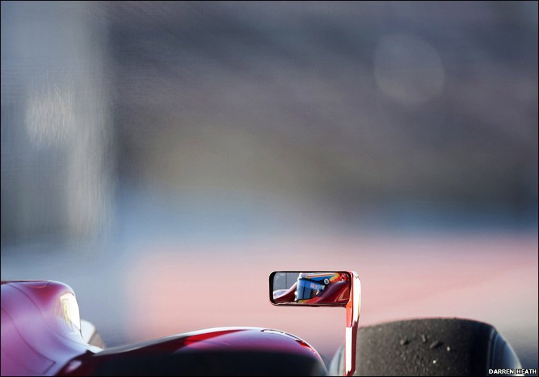 Fernando Alonso in his Ferrari at pre-season testing in Barcelona