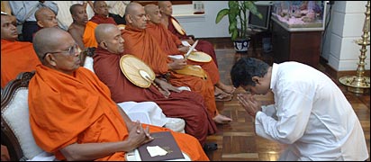 Champika Ranawaka just after swearing-in as a new minister (photo Sudath Silva)