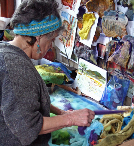 Artist Helen Melvin in her studio. Photo © Simon Proffitt for greenlanddesign.org