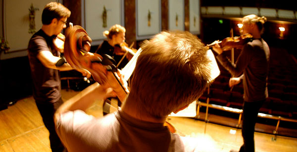 Meta4 Quartet from Finland rehearsing at the Wigmore Hall for a live concert on BBC Radio 3.