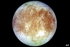 Jupiter's moon Europa photographed from NASA's Galileo spacecraft