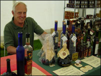 man on whisky stall