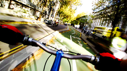 A bike on a cycle path in London. Image copyright: Transport for London