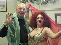 Dougie with belly dance teacher Annette