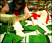 Hard at work producing the flag