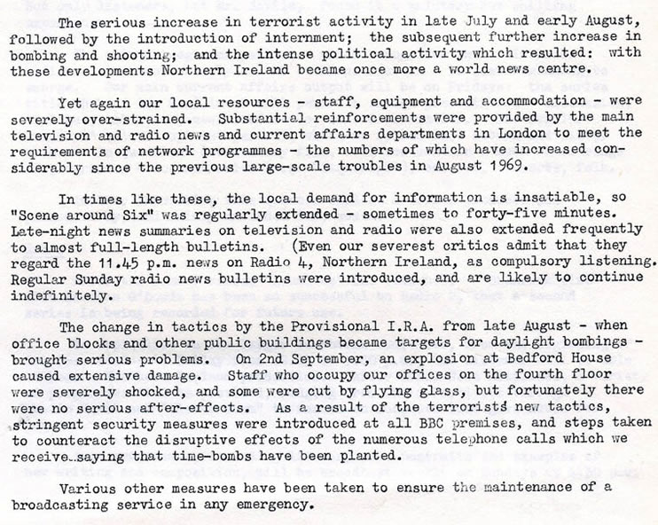 Controller's Report - BBC Northern Ireland Advisory Council Minutes, October 1971