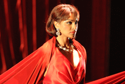 Danielle de Niese in the title role at this year's Glyndebourne production of The Coronation of Poppaea. Picture by Mike Hoban, courtesy of Glyndebourne Press Images.