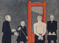 German cartoon of Germany being sent to the guillotine