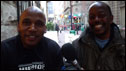 The BBC's Peter Ndoro (L) with Dj Azhul in Cape Town, South Africa