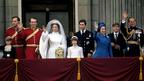 Princess Anne, Princess Royal and Mark Phillips wave from the balcony of Buckingham Palace following their wedding, 14 November, 1973. 