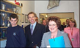 Tony Blair on his visit to Firth Park Community College in Sheffield
