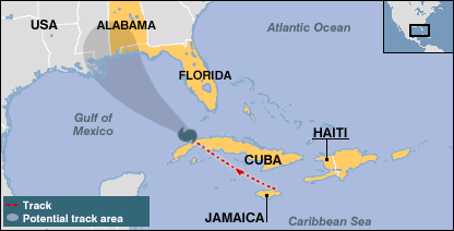 Trasa hurikánu Dennis