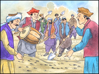 رحيم داد با اهالی قريه