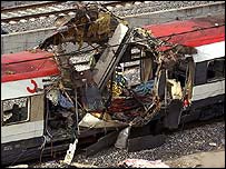 Trem atingido por explosão em Madri