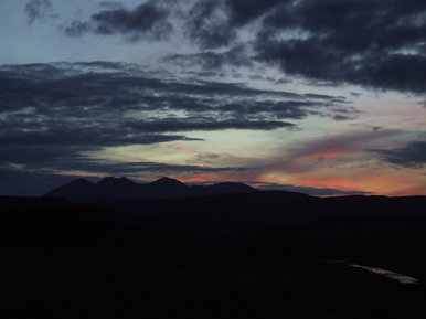 Sunset lit mountains