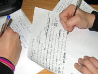 Students writing