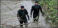 Police search a rive in Suffolk