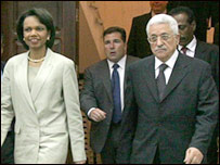 محمود عباس و کاندوليزا رايس