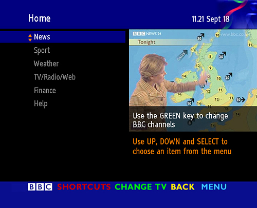 BBC Text homepage from 2000