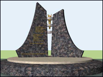 Đài tưởng niệm có hình dáng thuyền buồm