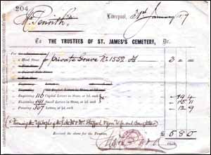 Bill for the headstone