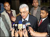 Mahmud Abbas'ın bir basın toplantısı