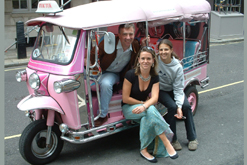 John, Antonia and Jo in Ting Tong the tuk-tuk