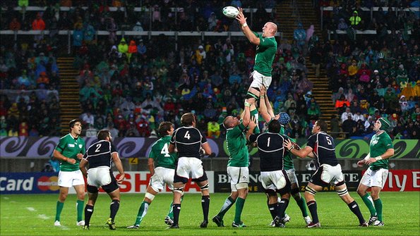 Paul O'Connell wins a line-out for Ireland against USA