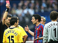 اخراج لمان در بازی فينال آرسنال و بارسلون