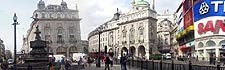 A view of Piccadilly Circus including the statue o