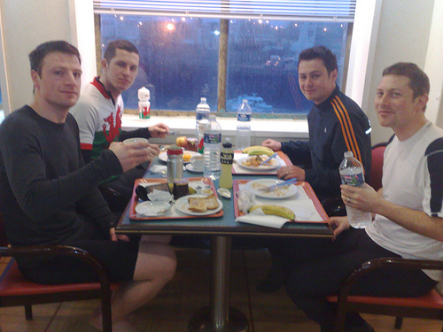 The boys tuck in ahead of the final push to Paris