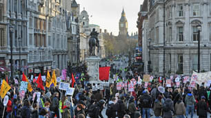 Students protesting in London