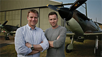 Colin and Ewan McGregor and a Supermarine Spitfire