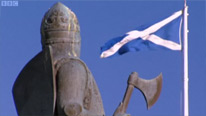 statue of Robert the Bruce and saltire