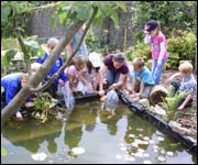Philippa Revill teaches children about the pond's wildlife