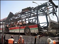 знищений автобус