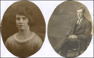 Two photos in sepia tones showing Frances' parents