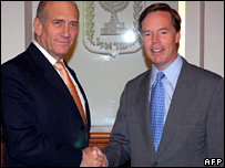Ehud Olmert ve Nicholas Burns